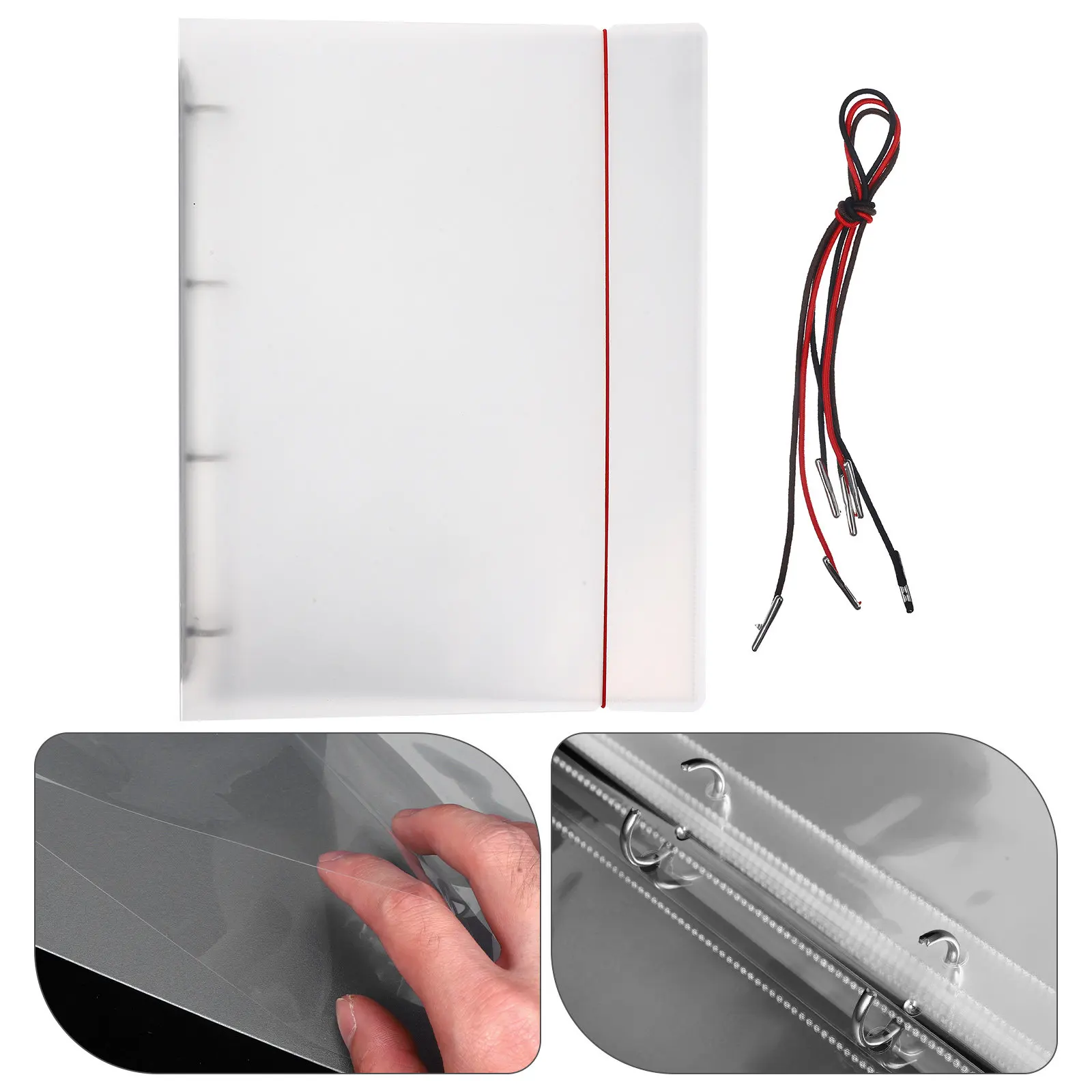 

A4 Sheet Music Folder Transparent PP 30 Pages Portable O-Ring 4-Hole Binder File Organizer Music Sheet Holder Document Protector