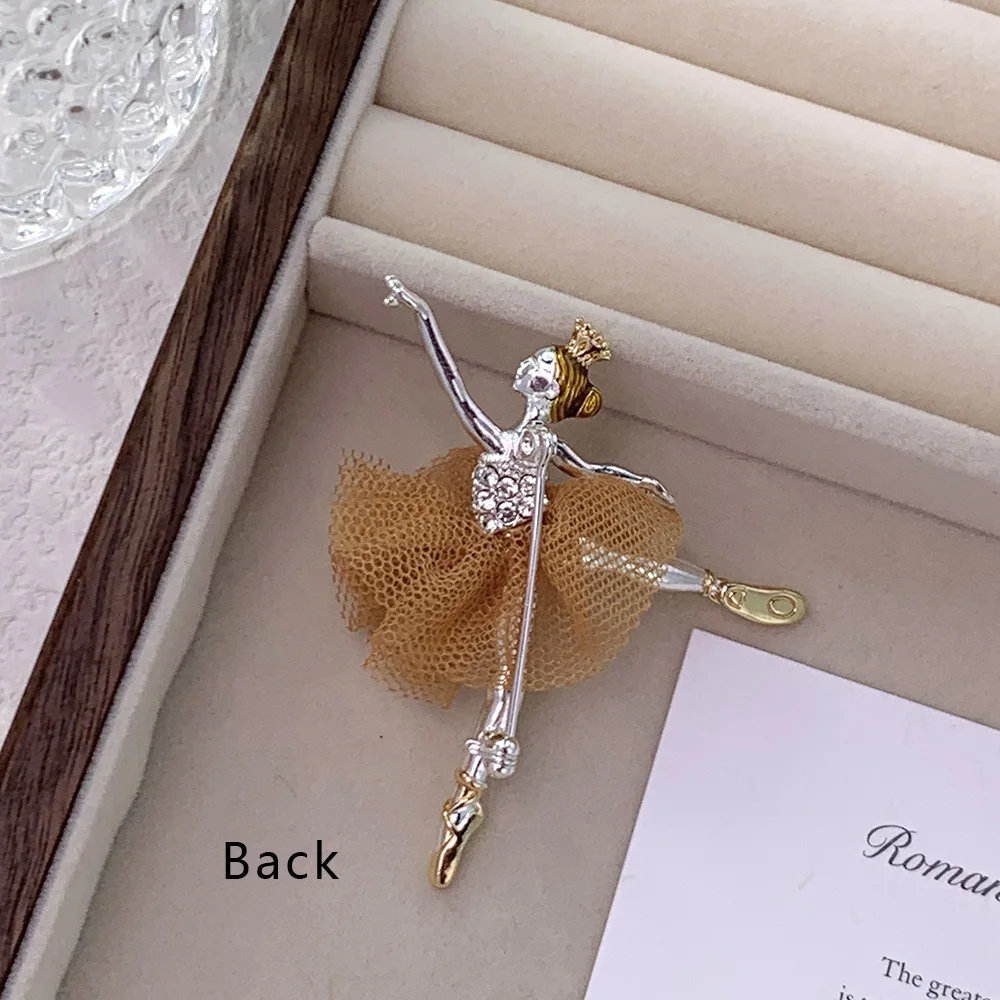 RONGXUANMEI Elegant Ballet Dance Girl Brooches For Women Fashion Slap-up Rhinestone Corsage Fixed Clothing Accessories Lapel Pin