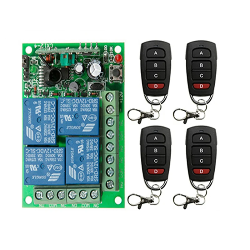 

DC12V 4CH RF Wireless Remote Control System teleswitch 4* transmitter +1* receiver universal gate remote control /radio receiver