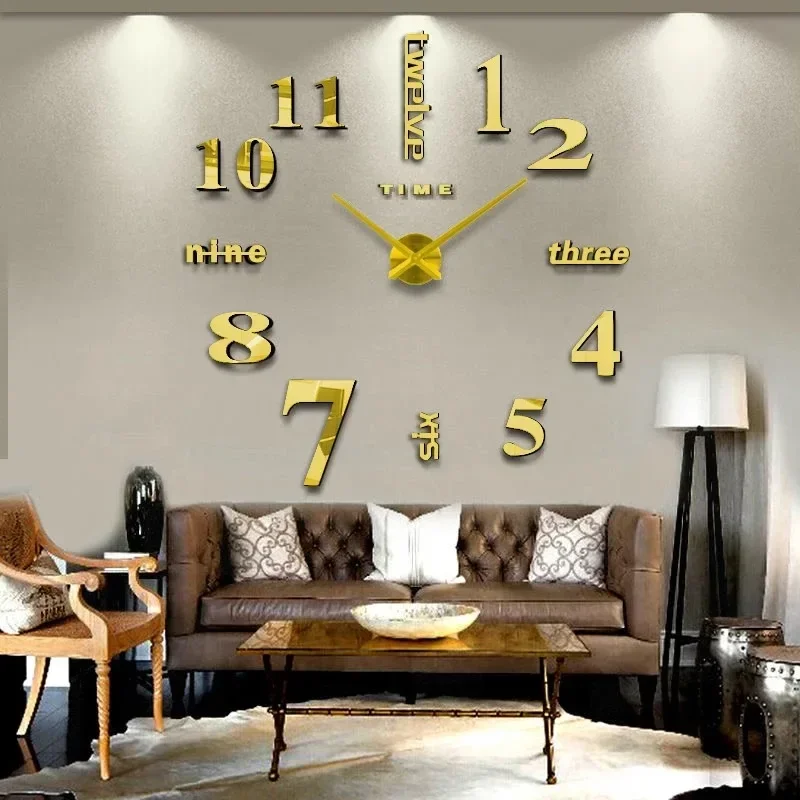 Decorative Wall Sticker 3D Frameless Large Digital DIY Wall Clock Factory Cheap Wholesale Home Living Room Acrylic Needle Resin