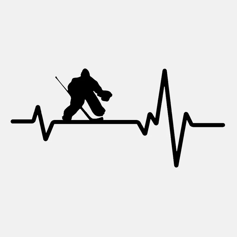 

Fun Hockey Goalie Pads Puck Heartbeat Line Car Sticker Sunscreen Waterproof Decal Vinyl,16cm*7cm