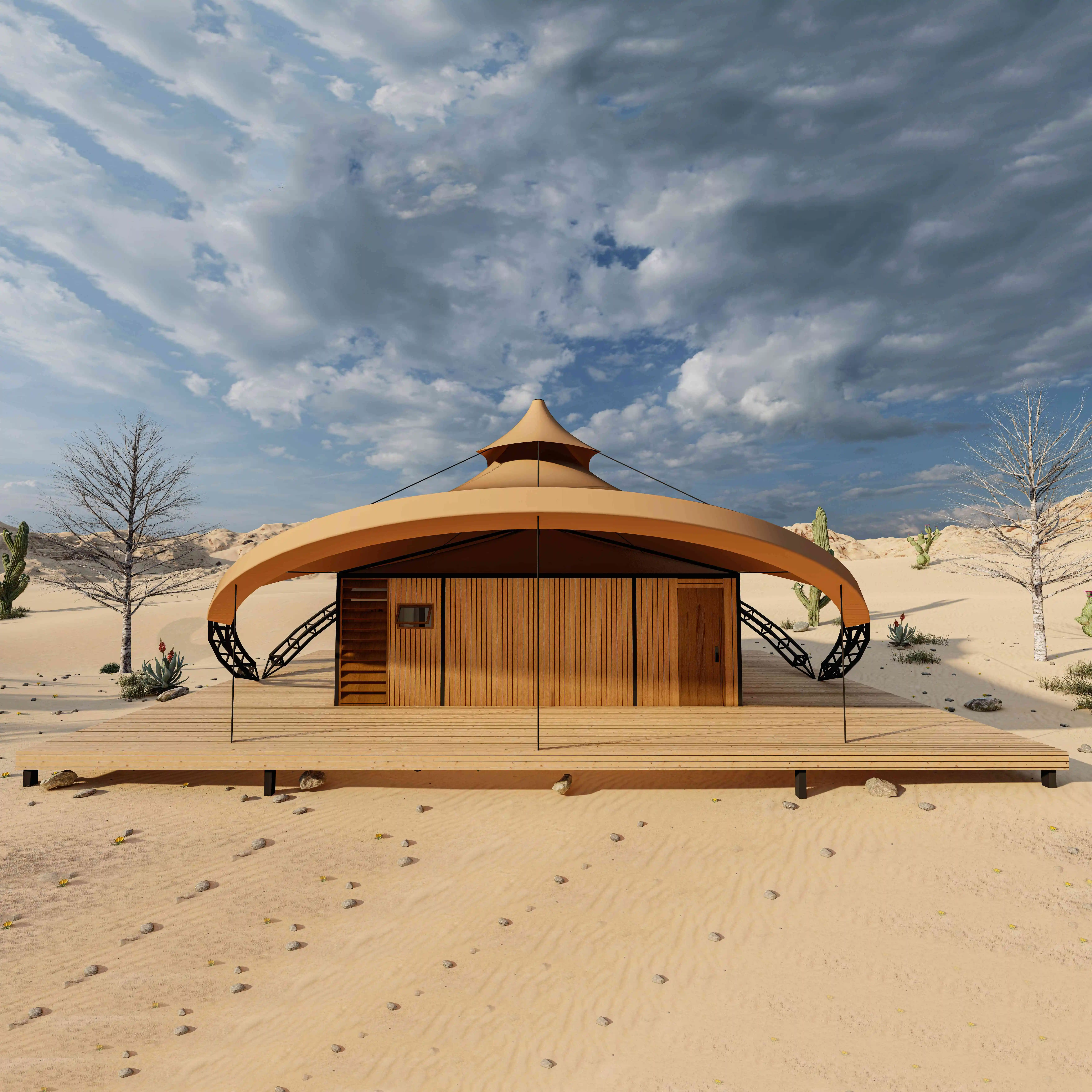 *forNew Luxury Glass Top PVDF Fabric Four-Season Triple-Layer Safari Glamping Tents Steel Frame Waterproof Large Space Balcony O