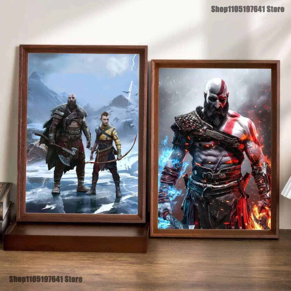 

Game G-God of W-War Kratos Poster Prints Wall Art Picture Painting Gift Living Room Restaurant Bar Large Dec Sticker