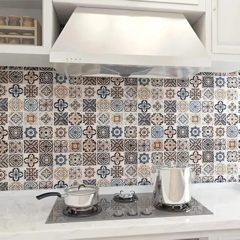 40cm Oil Proof Kitchen Tile 3D Waterproof Vinyl Cabinet Wallpaper Furnitur Wall Stickers Self Adhesive Papel De Parede Bathroom