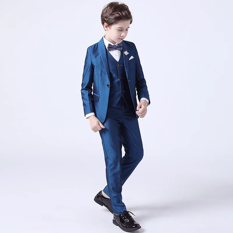 Blazer blanco para niños, conjunto de 3 piezas, chaleco y pantalones, traje elegante para fiesta de bautismo, boda y graduación