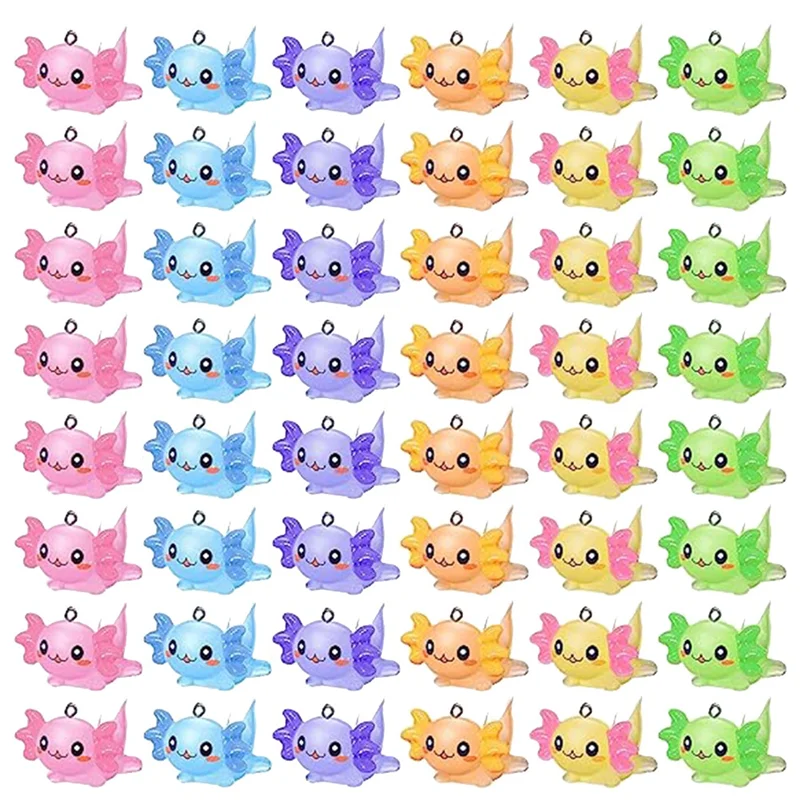 48 PCS Animal Charms Axolotl Resin Charms for Jewelry Making Tiny Resin Animals Resin Figures Miniature Axolotl Ornament