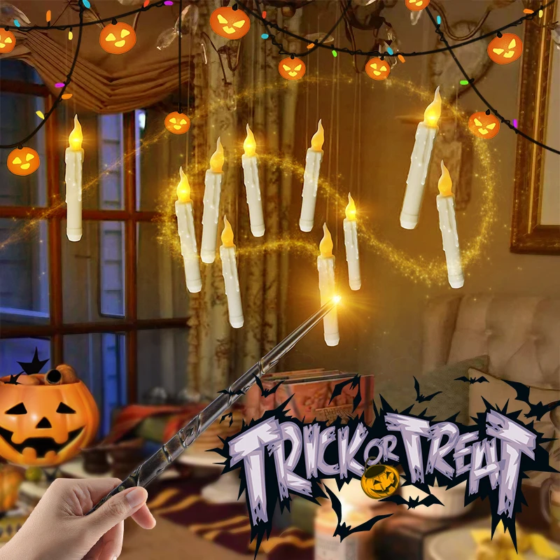 Magic Stick Candles Light UP Halloween LED Flameless Floating Electronic Candles For Halloween Xmas Wedding Birthday Party Decor