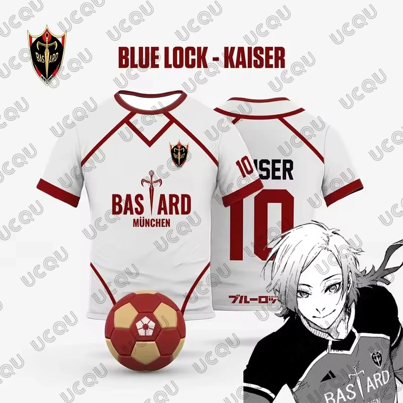 

2026 Summer Japanese Anime Blue Lock Bastard KAISER Cosplay Football Jersey T-shirt For Men Women Sports Tees Casual Kids Tops