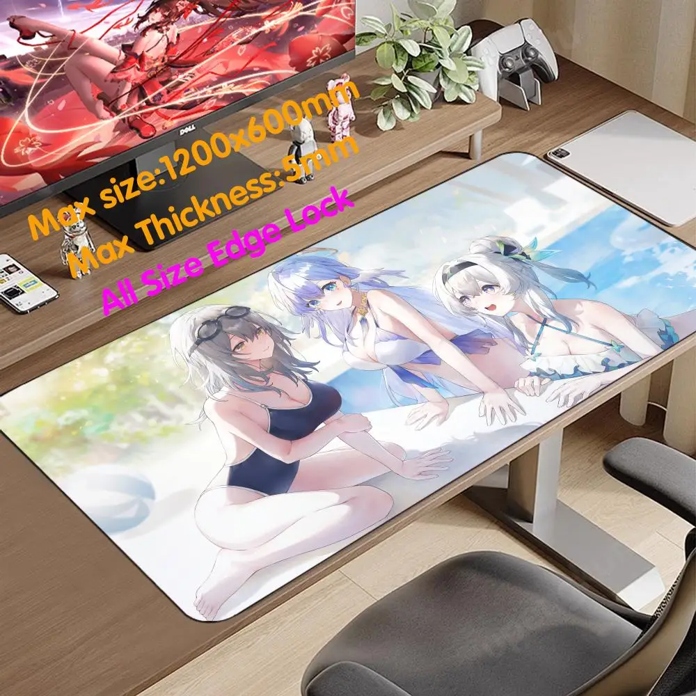 Honkai Star Rail Firefly Mouse Pad 1200x600 Mouse Pad 5mm Thicking Super Big Mouse Pad Gamer Large Desk Mat Card Playmat Mat