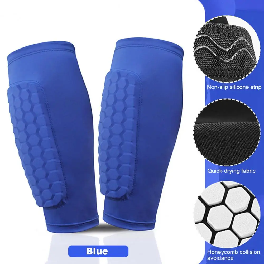 Parastinchi sportivi da calcio, parastinchi a compressione elastica con cuscinetti a nido d\'ape, attrezzatura anti-collisione resistente agli urti