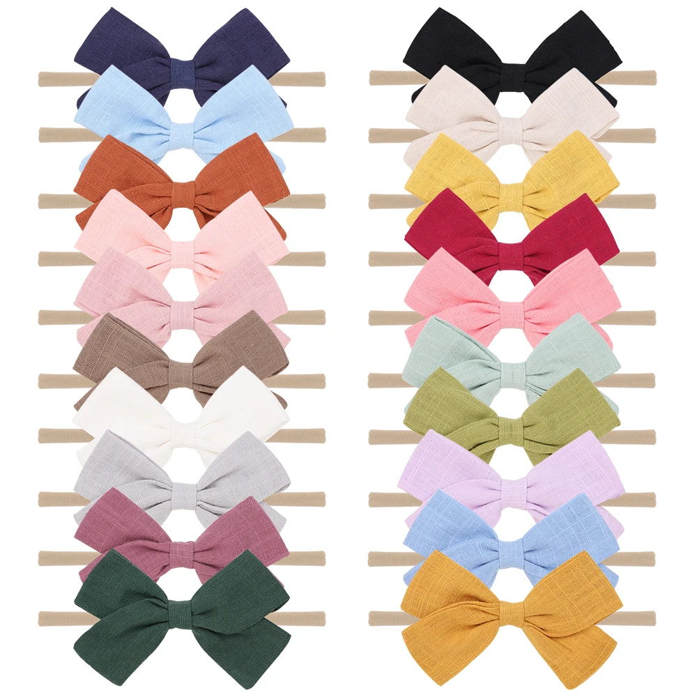 Wholesale 3.6‘’ Sweet Solid Color Bows With Elastic Hair Band For Kids Girls Bowknot Headbands Baby Headwear Hair Accessories