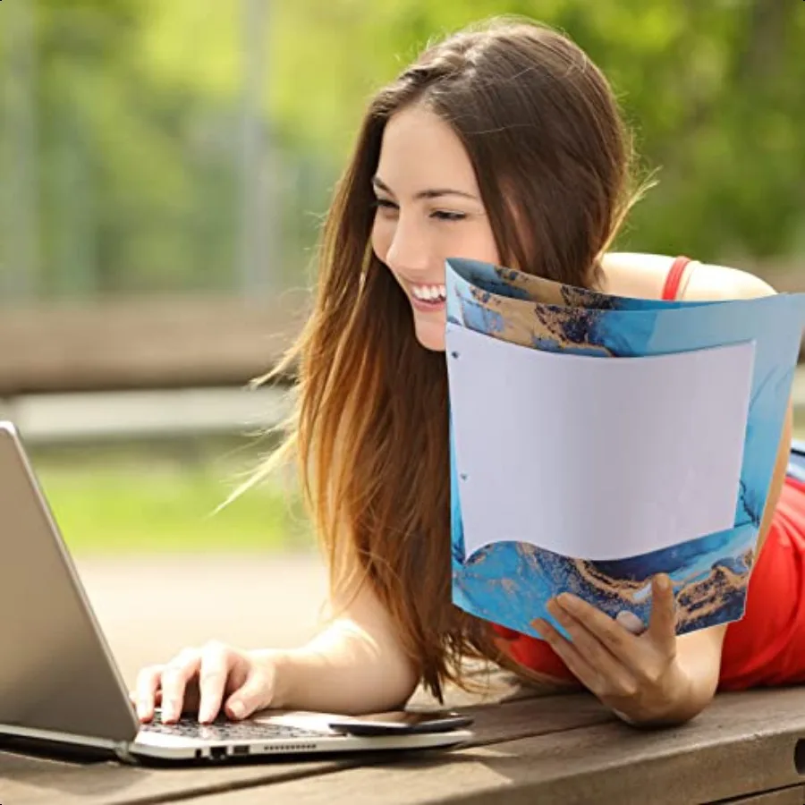 24 قطعة مجلد جيب رخام 2 12 × 9.6 بوصة مجلدات ملفات لطيفة مجلدات زخرفية مع جيوب حجم الحروف المجلدات المدرسية Colorf