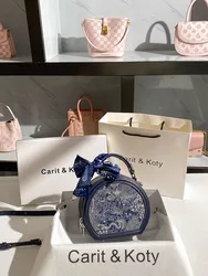 Delicate Scarves and Beautiful Flower Embroidery Round Handbag with Luxury and High Quality Women's 2024 Fashion Crossbody Bag