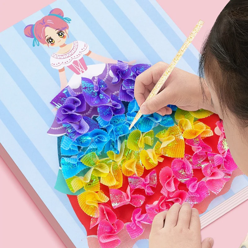 Dress Up Book for Girls Handmade Children's Puzzle Poke Happy DIY Sticky Painting Creative Dream Princess Stickers Book