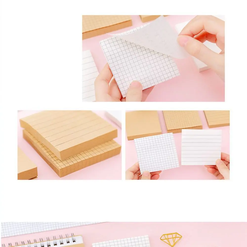 Self Adhesive Memo Pad Grid Sticky Notes Office School Stationery Supplies Planner Checklist Reminder Writing Paper Pad