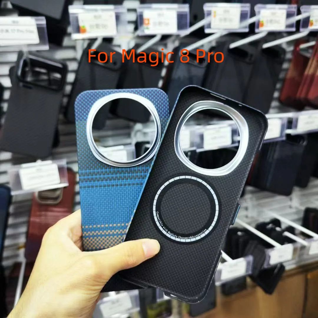 حافظة هاتف مغناطيسية حقيقية 600D من ألياف الكربون الأراميد لهاتف Honor Magic 8 Pro 5G Global Magic8 Magic8Pro Magsafe #1