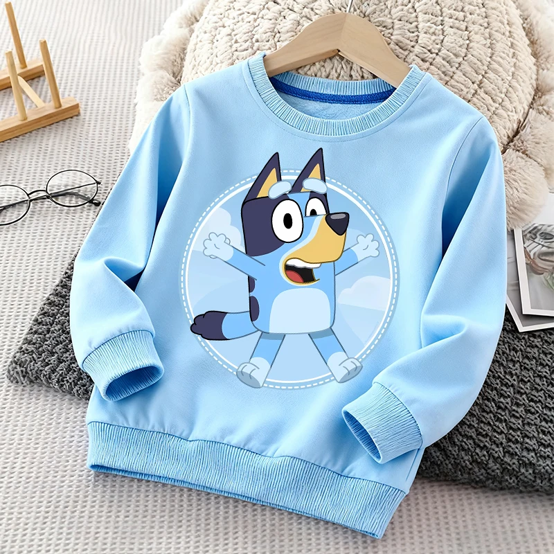 

Blueye Boys Blue Thin Pullover Sweatshirt Cartoon The Heeler Family Kids Anime Print Baby Clothes Cute Clothing Long Sleeve Tops