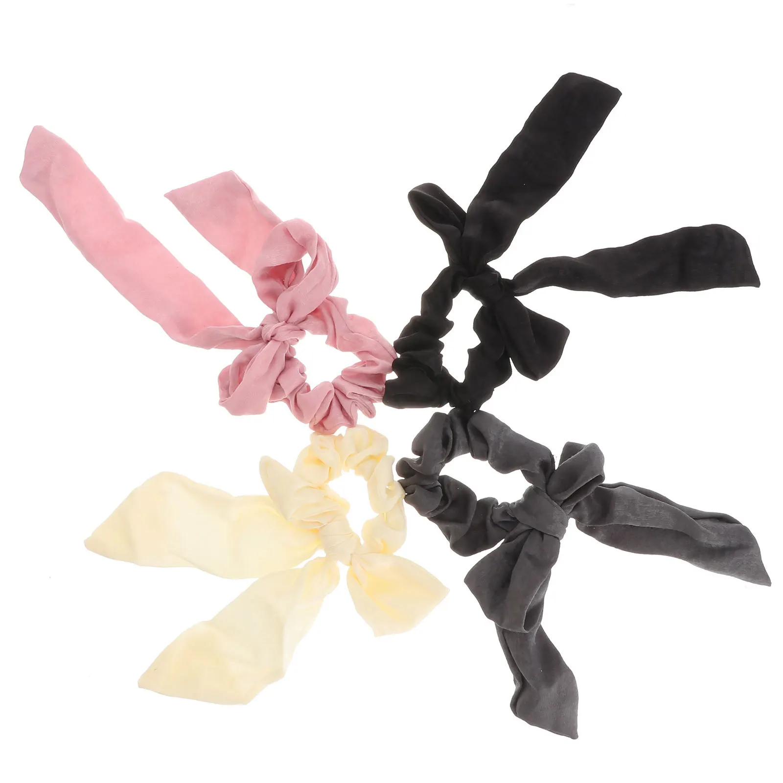 4 Buah Ikat Rambut Pita Satin Ikat Rambut Elastis untuk Wanita dan Anak Perempuan, Cocok untuk Pemakaian Kasual, Hadiah Ikat Rambut Pita