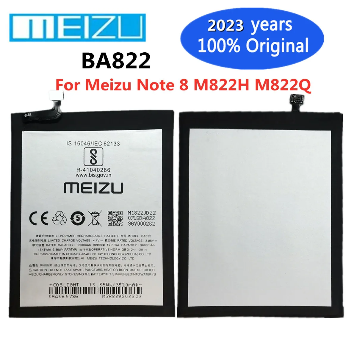 2023 Years New Original Meizu BA822 3600mAh Mobile Phone Battery For Meizu Note 8 Note8 M822H M822Q High Quality Phone Batteries