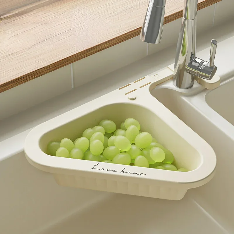 

Kitchen Two-color Sink Household Triangle Draining Basket Faucet Shelf Sink Strainer Organizer