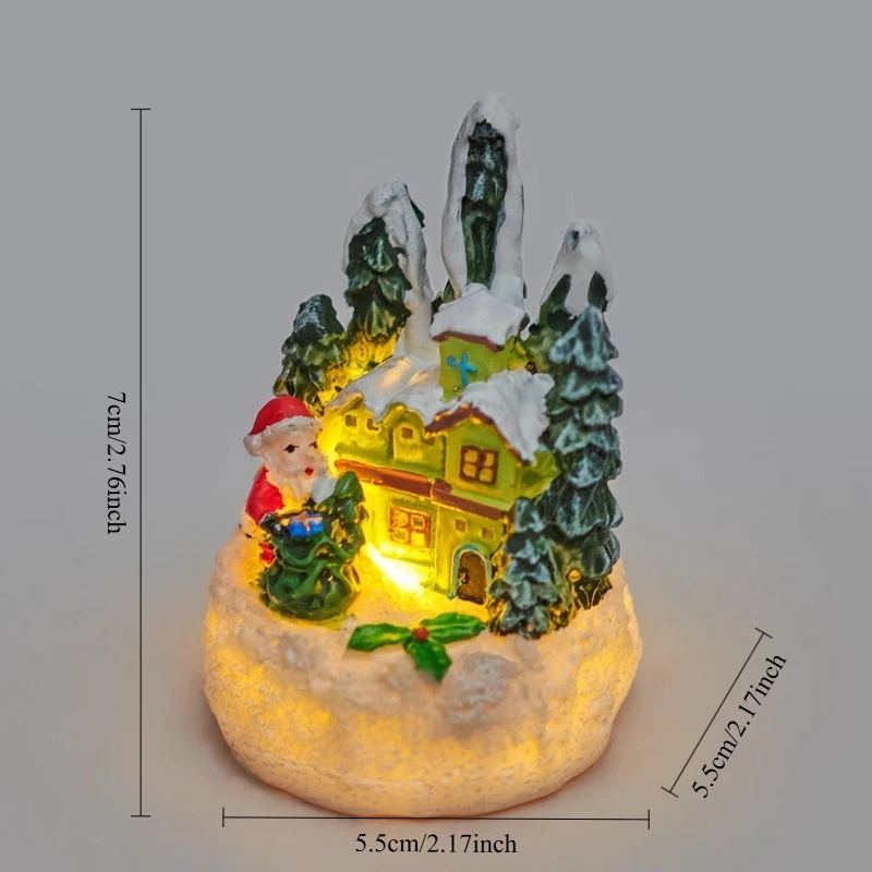 Festive Resin Gingerbread House Figurines Santa Claus Miniatures Landscape Glowing Night Light Christmas Themed Gift Decoration