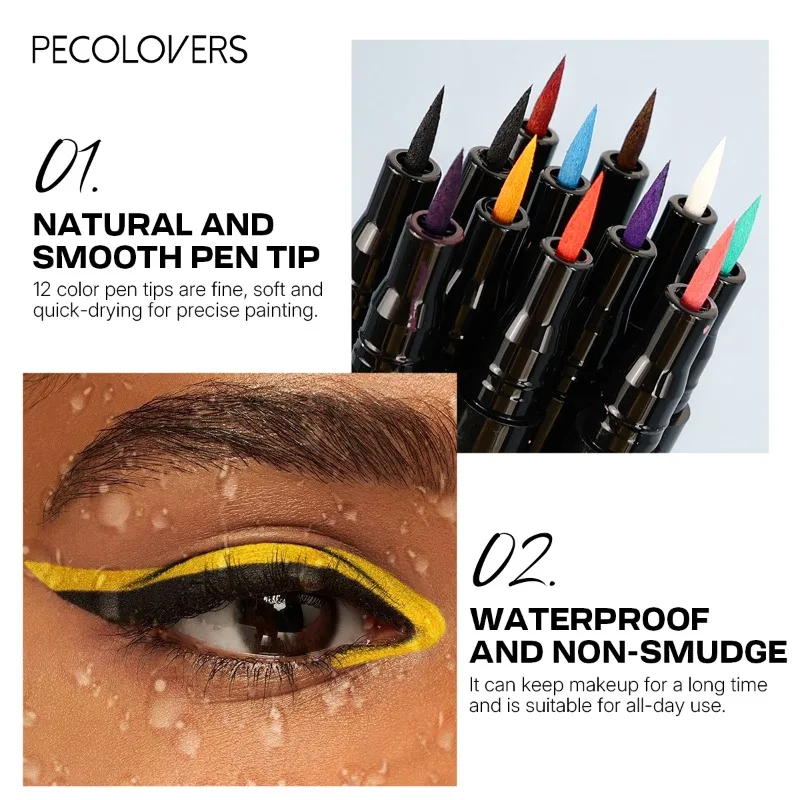 12-color Color Eyeliner, Long-lasting Color Cream, Multi-color Selection, Waterproof and Sweat-proof, Eye Cosmetics