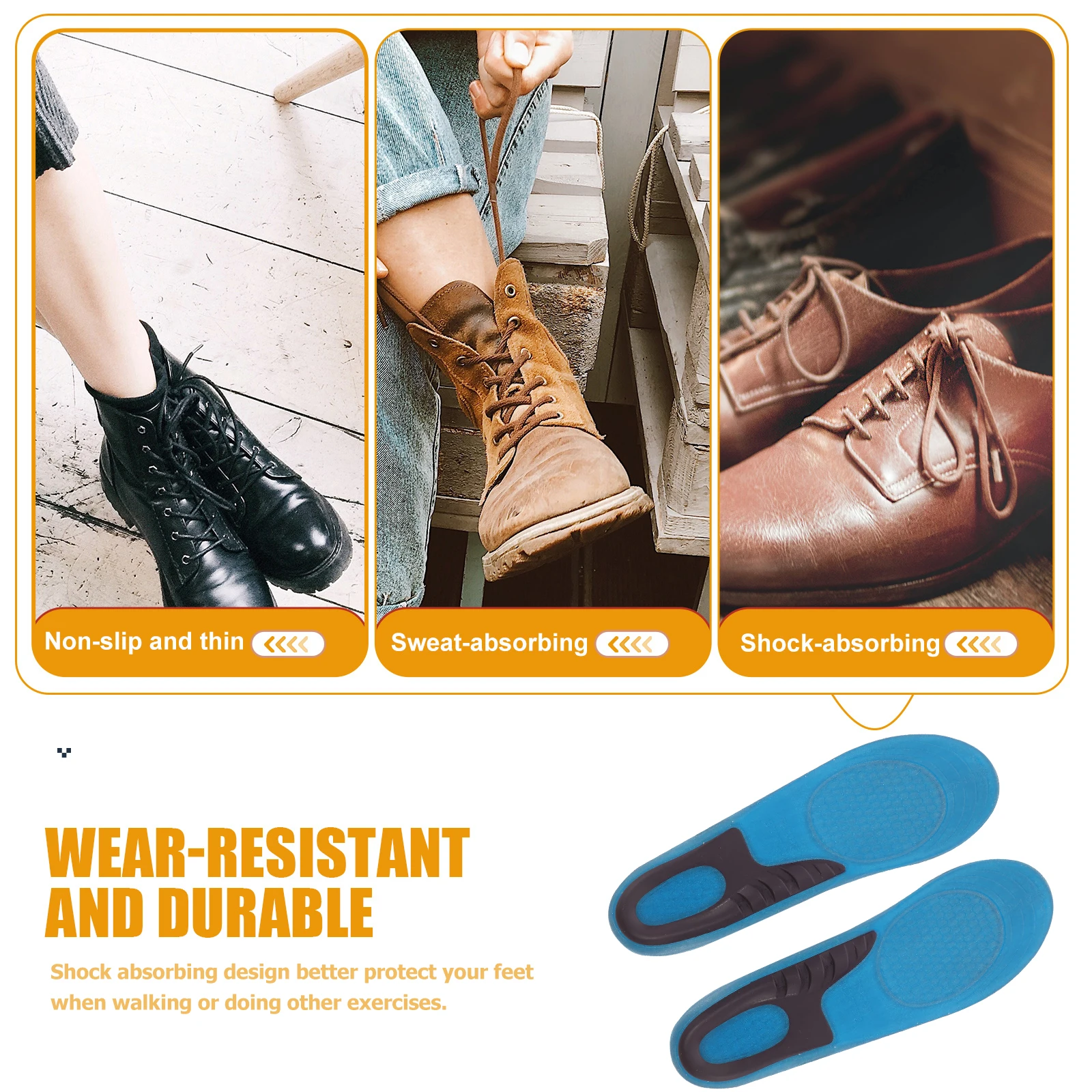 

Shoe Inserts Shock Absorbing Insoles for High Heels Women Blue Men Cellular Anti Skid Massage Silicone Foot Pads Damping Running