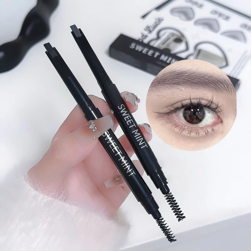 Crayon à sourcils Double tête 2 en 1, naturel, longue durée, imperméable, résistant à la sueur, maquillage pour les yeux, Kit cosmétique pour débutants