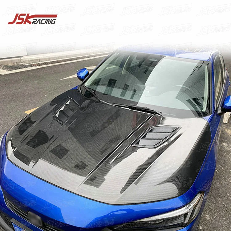 

Передний капот из углеродного волокна в стиле Hoot для Honda Civic XI 2022, капот двигателя, автомобильные детали, модифицированный, обновленный