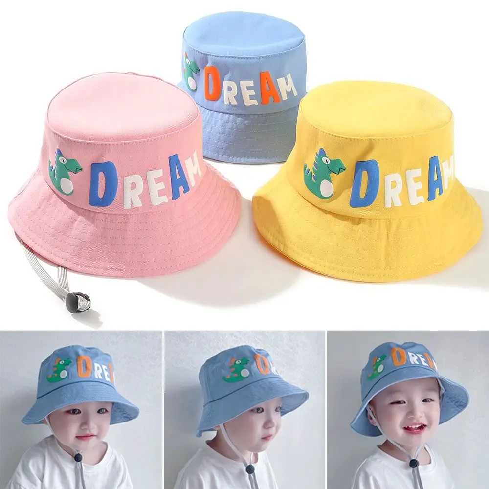 Cotton Polyester Kids Bucket Hat Outdoor Cartoon UV Protection Panama Hat Breathable Cute Sun Cap Toddler