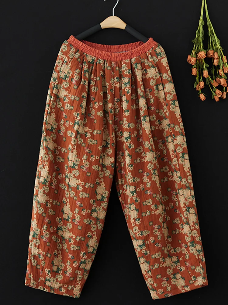 Retro Flutton dames dunne katoenen linnen lantaarnbroek Casual Negen Punten Harlan-broek Hoge taille lange broek