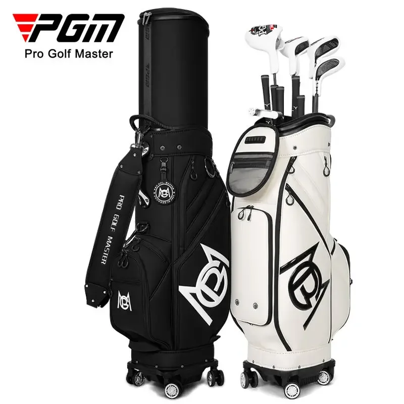 PGM Golf Bag Men Women Hard Shell Telescopic Four Wheel Flat Push Air Cargo Inverted Club Soft Leather QB153