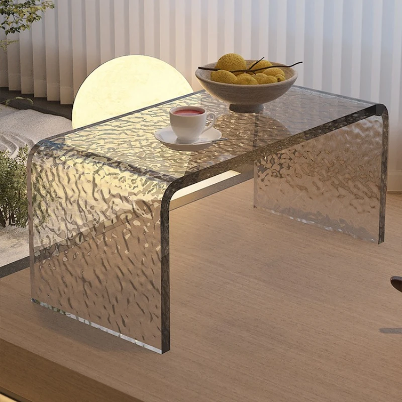 

Acrylic Wave Pattern Bedroom Tray Table Transparent Ottoman Side Stand for Bay Window Sofa Living Room Modern Nesting Tea Desk