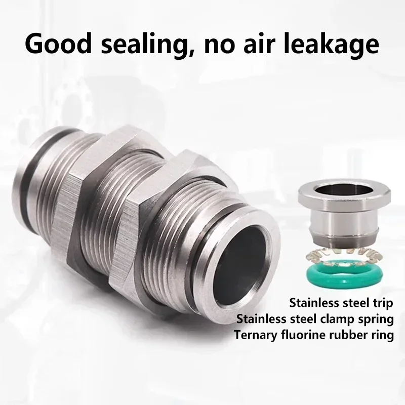 

10PCS PM 304 Stainless Steel Fitting Metal Pneumatic Quick Coupling 4 6 8 10 12 14 16mm Push In air Hose Connector