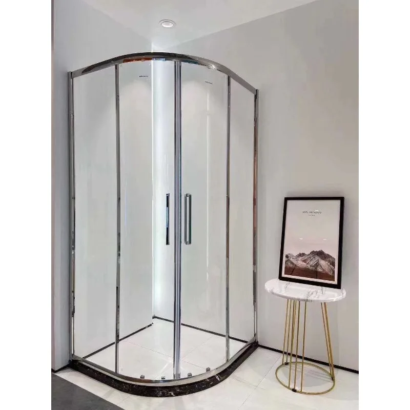 Customized arc shower room, minimalist narrow frame, fan-shaped bathroom, wet and dry separation partition, bathroom glass bath