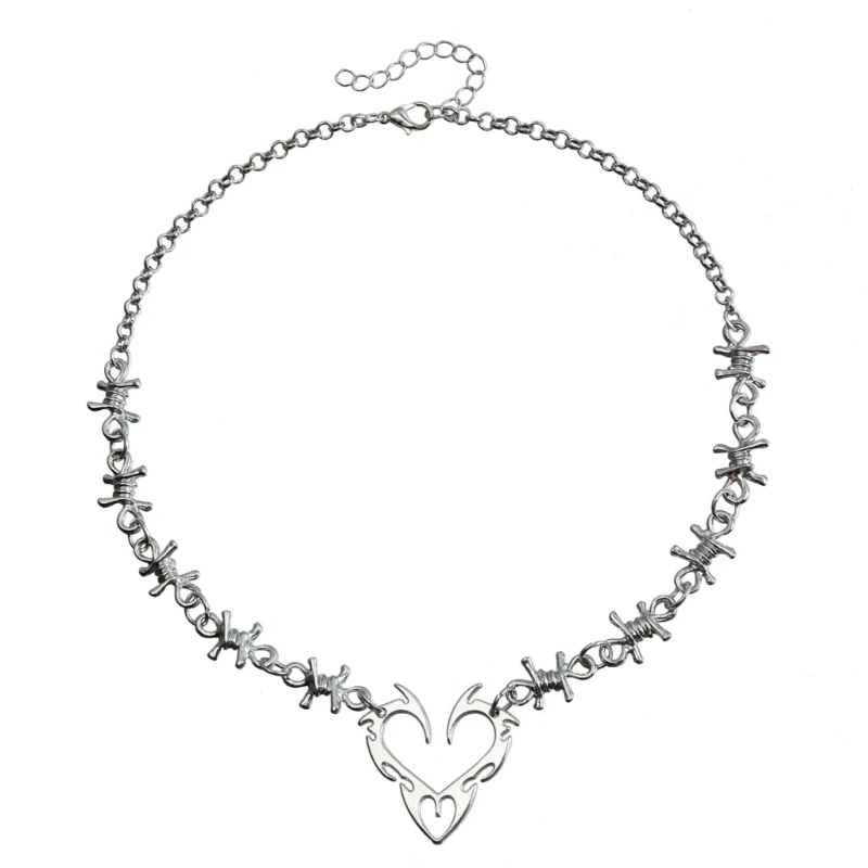 Versatile Thorns Heart Dangle Necklace for Confident Fashionable Look Alloy