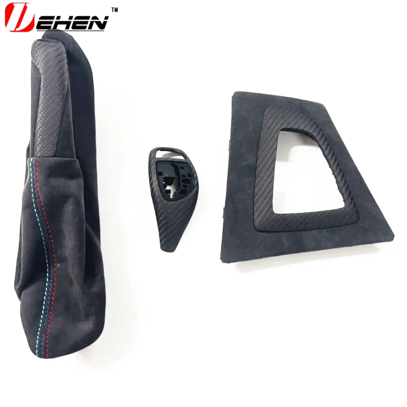 Carbon Fiber Car Console Handbrake Gear Shifter Panel Sleeve Trim Cover For BMW 3 4 Series M3 M4 F80 F82 F30 F31 F32 F33 F34