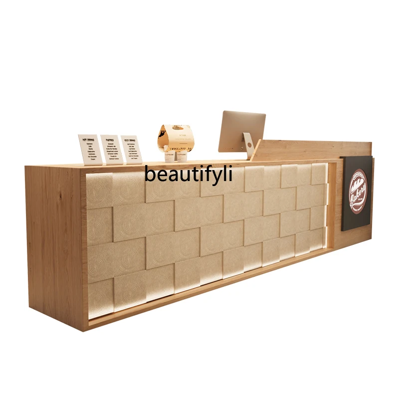 High-End Custom Bar Cabinet Cashier Catering Clothing Store Milk Tea and Coffee Hotel Reception Table Reception Company