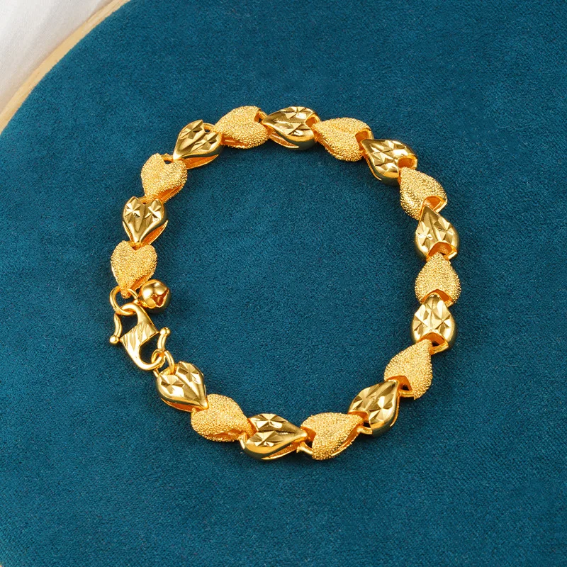 

Layerable & Fashionable Carved Maltese Flower Bracelet For Women 24K Gold AU999 | Multi-layer match, trendy and stunning