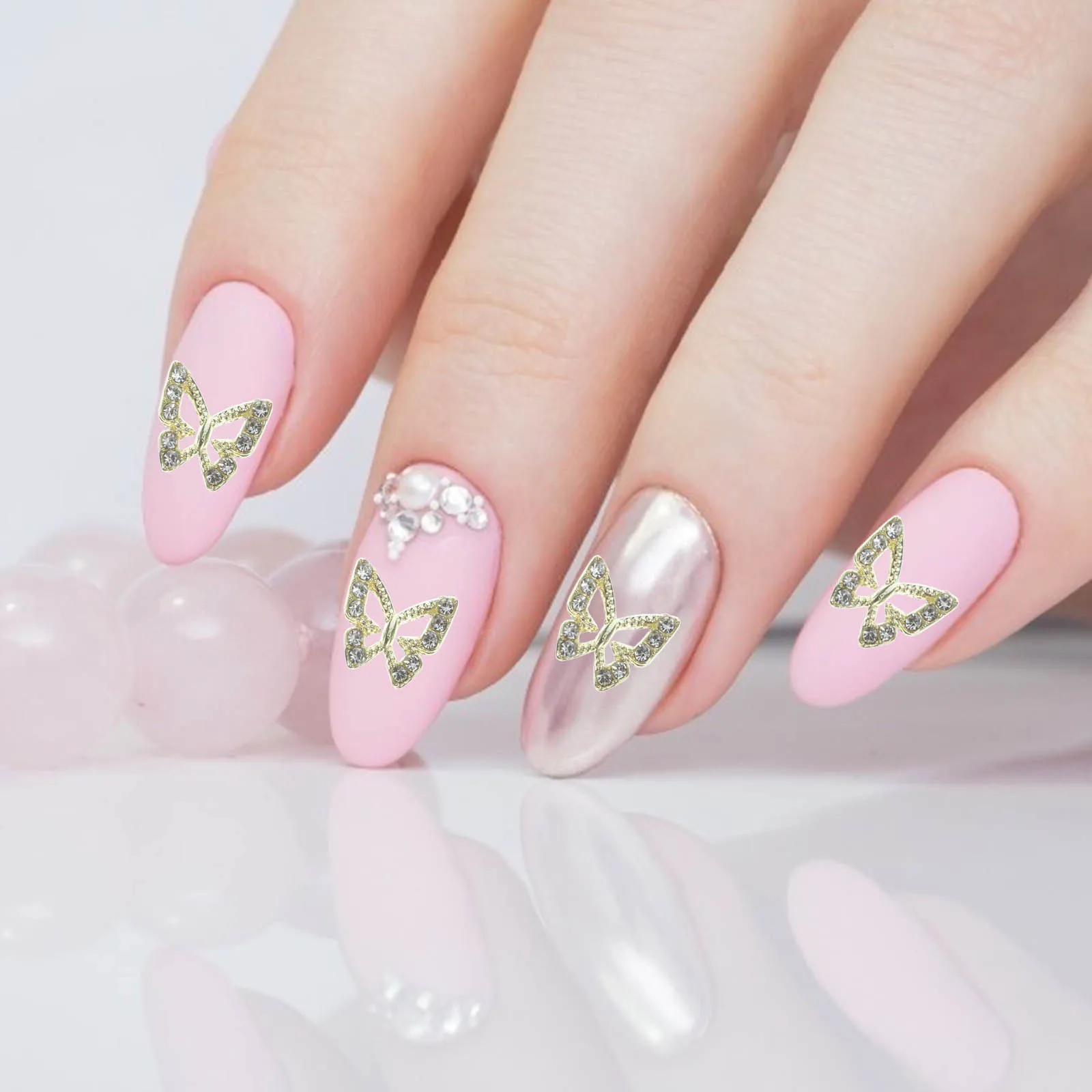 

20Pcs Nail Art Charms Butterfly Rhinestone Nail Gems Small Size Manicure Decoration for Fake Nails Manicure Charms