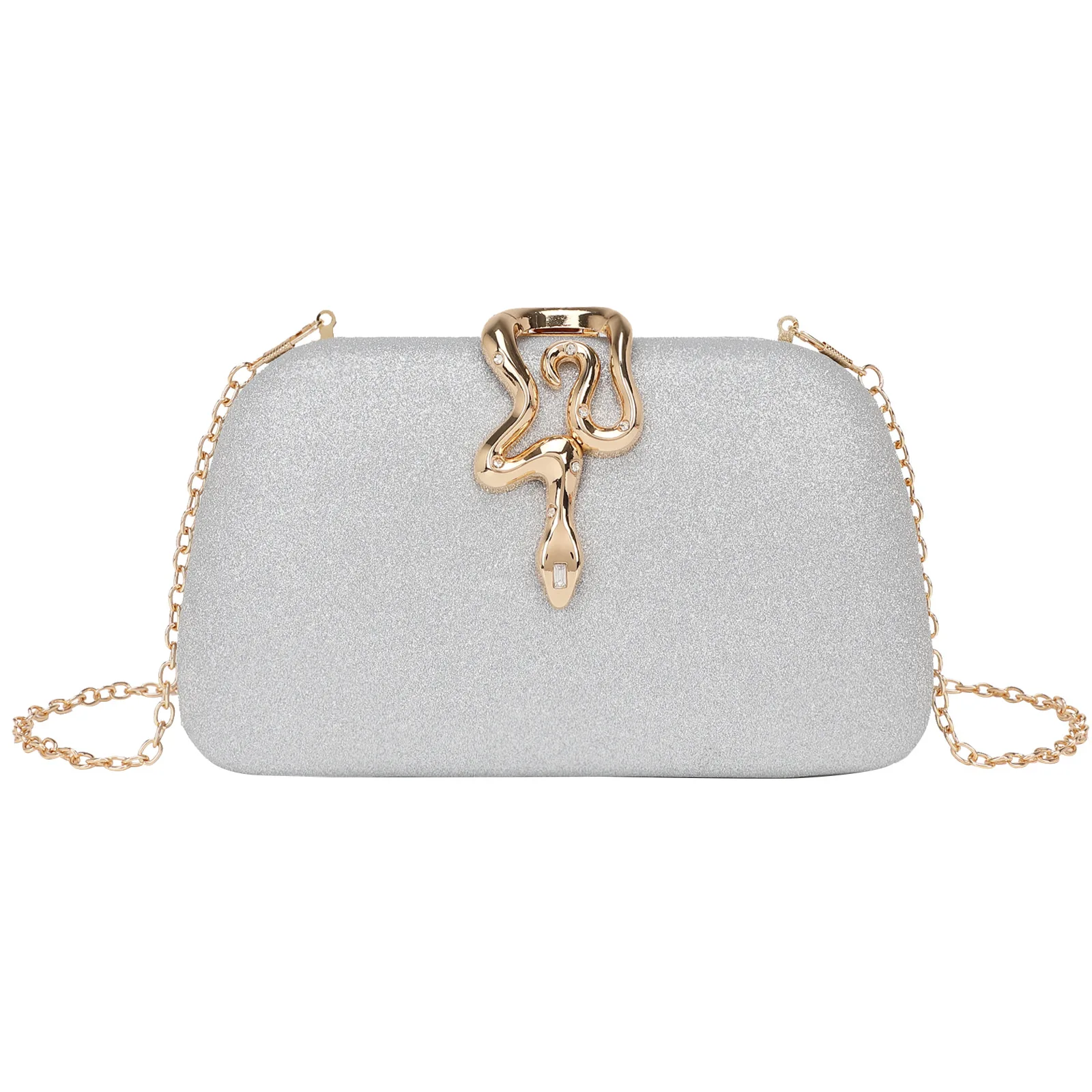 

New Fashionable Women's Snake-shaped Lock Clasp Evening Bag Chain Crossbody Party Handbag for Ladies' Fashionable Handheld Bags