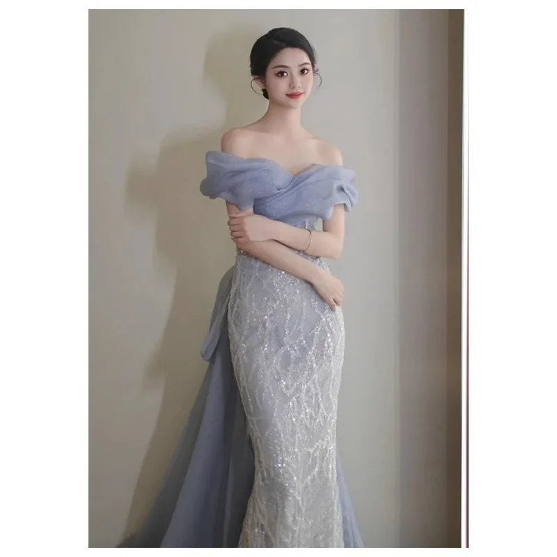 Вечерние платья русалки с открытыми плечами, новинка 2025 года, блестящие кружевные свадебные платья Abendkleider, вечерние длинные платья для выпускного вечера по индивидуальному заказу