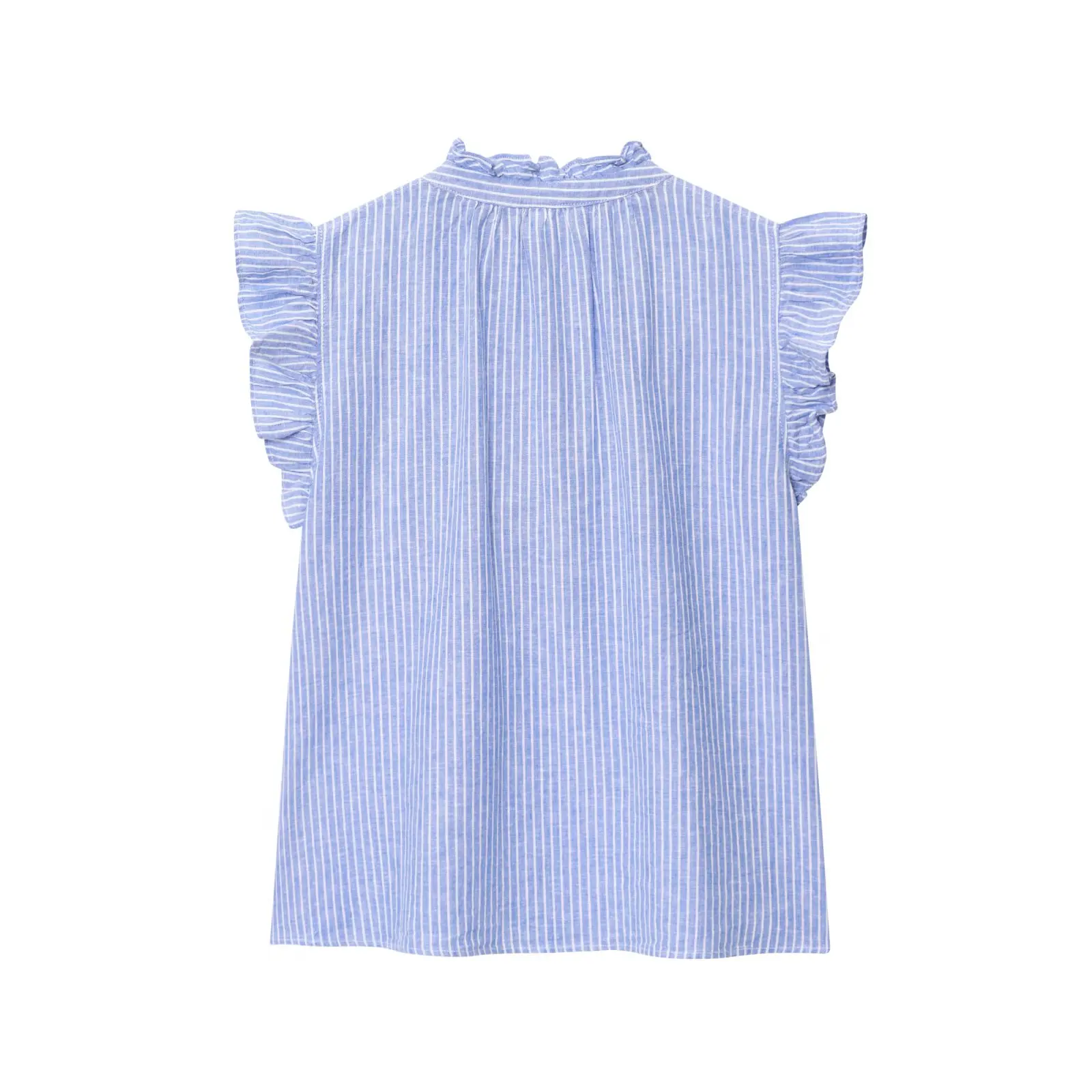 2025 été femmes doux Blouse chemise décontracté simple boutons à volants manches chemise à la mode Chic chemise hauts pour femme