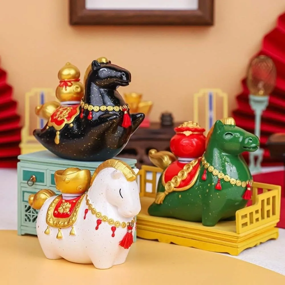 الراتنج 2026 الحصان العام التميمة النمط الصيني الجدول الديكور زودياك الحصان التماثيل ديكور السيارة للتدوير سيارة الداخلية حلية #5