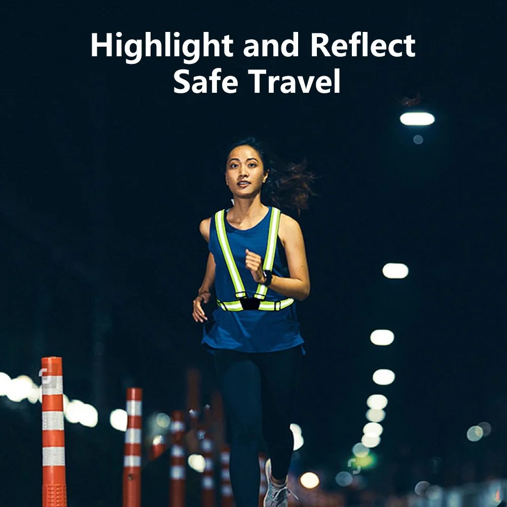 Highlight Reflective Straps Night Running Riding Clothing Vest Adjustable Safety Vest Elastic Band Belt for Adults and Children