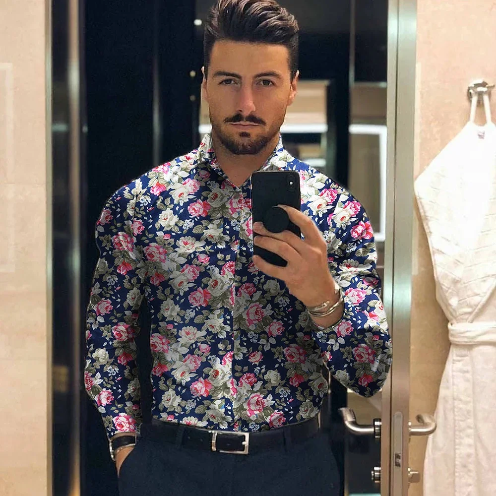 Men\'s Shirt For Men Clothing Social Male Blouse Hawaiian Long Sleeve Cardigan Blouses And Button Up Luxury Tee Shirt Man  2023