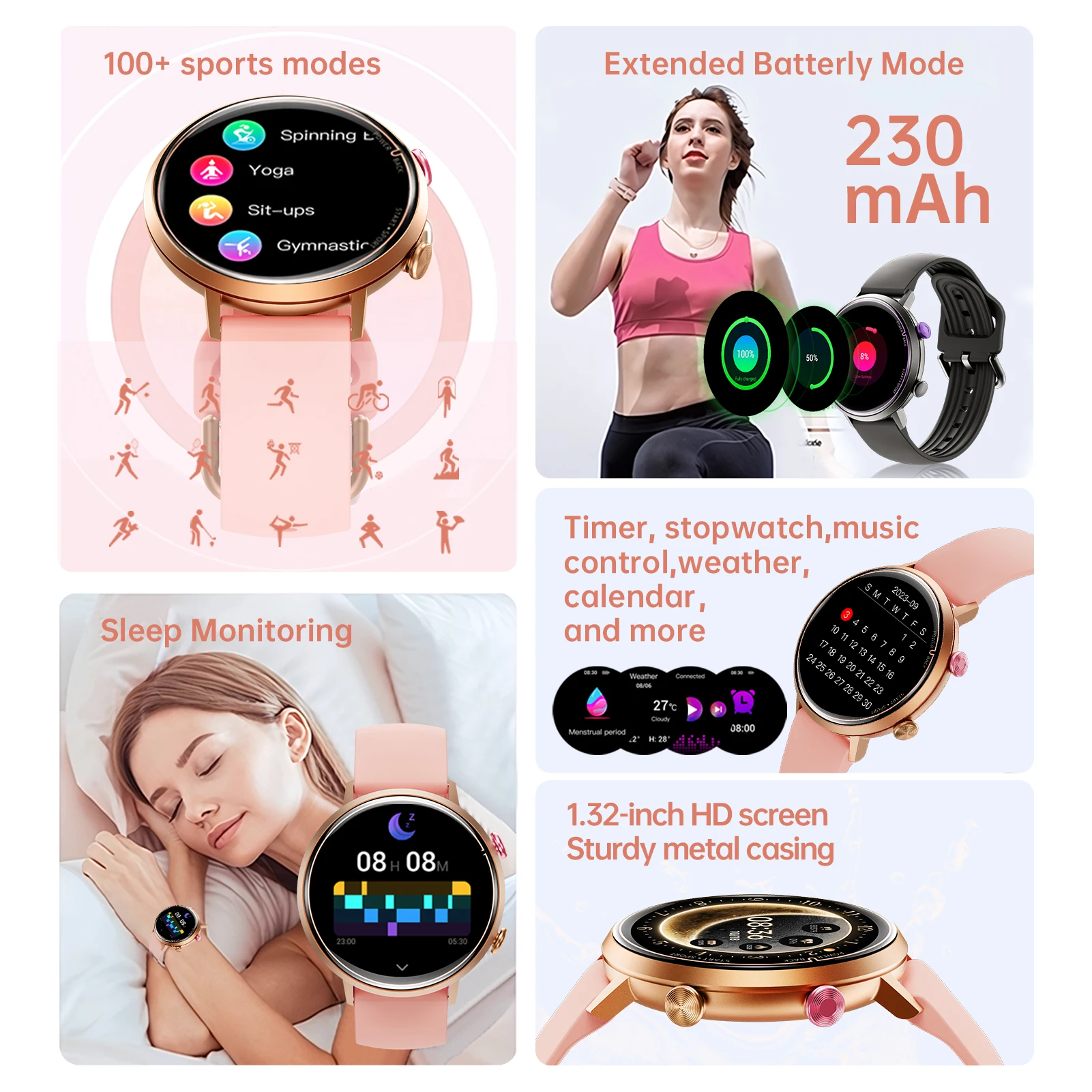 SKMEI Smart Watch 1.32’’ AMOLED Display 5ATM Waterproof Bluetooth Call Sport Smartwatch Men Women Outdoor Pedometer Wristwatches