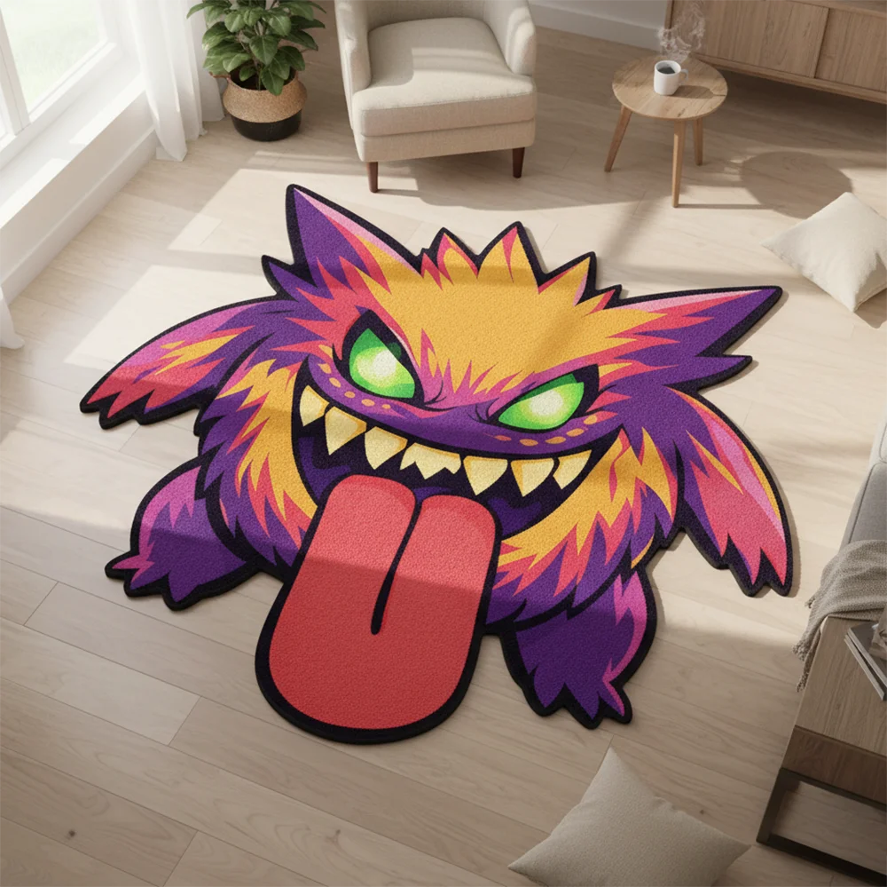 Pokemon Gengar Anime Rug Kawaii Ghost Carpet Gamer Room Decor Non Slip Floor Mat Cute Otaku Bedroom Gaming Setup Decor