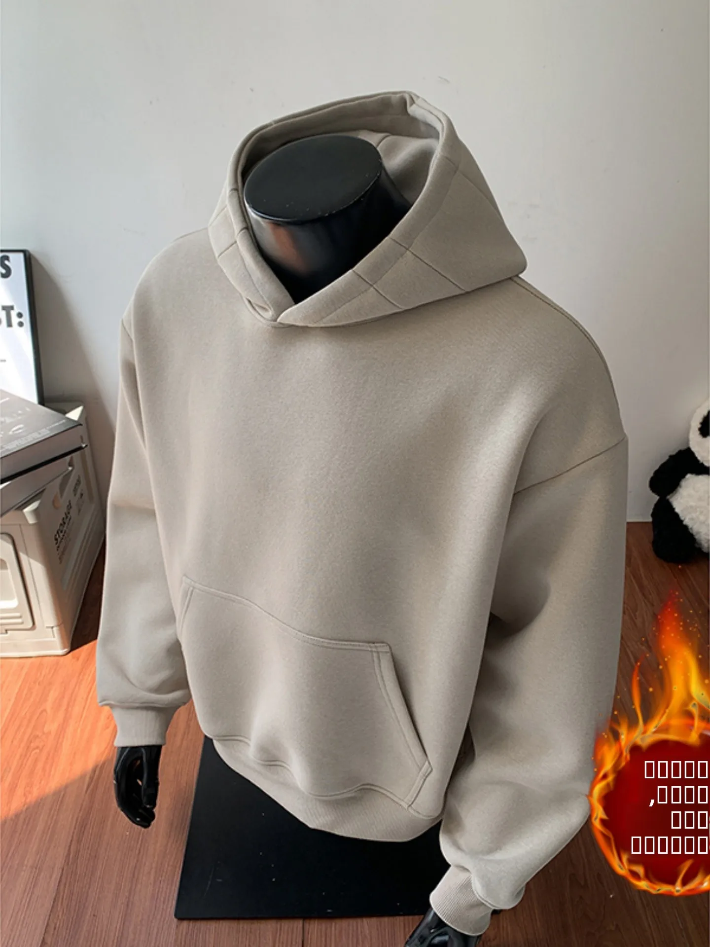 

Мужская зимняя утепленная толстовка из искусственного меха Heavyweight Fce, американская модель Cleanfit, плотная толстовка с капюшоном, комфортная, длинная