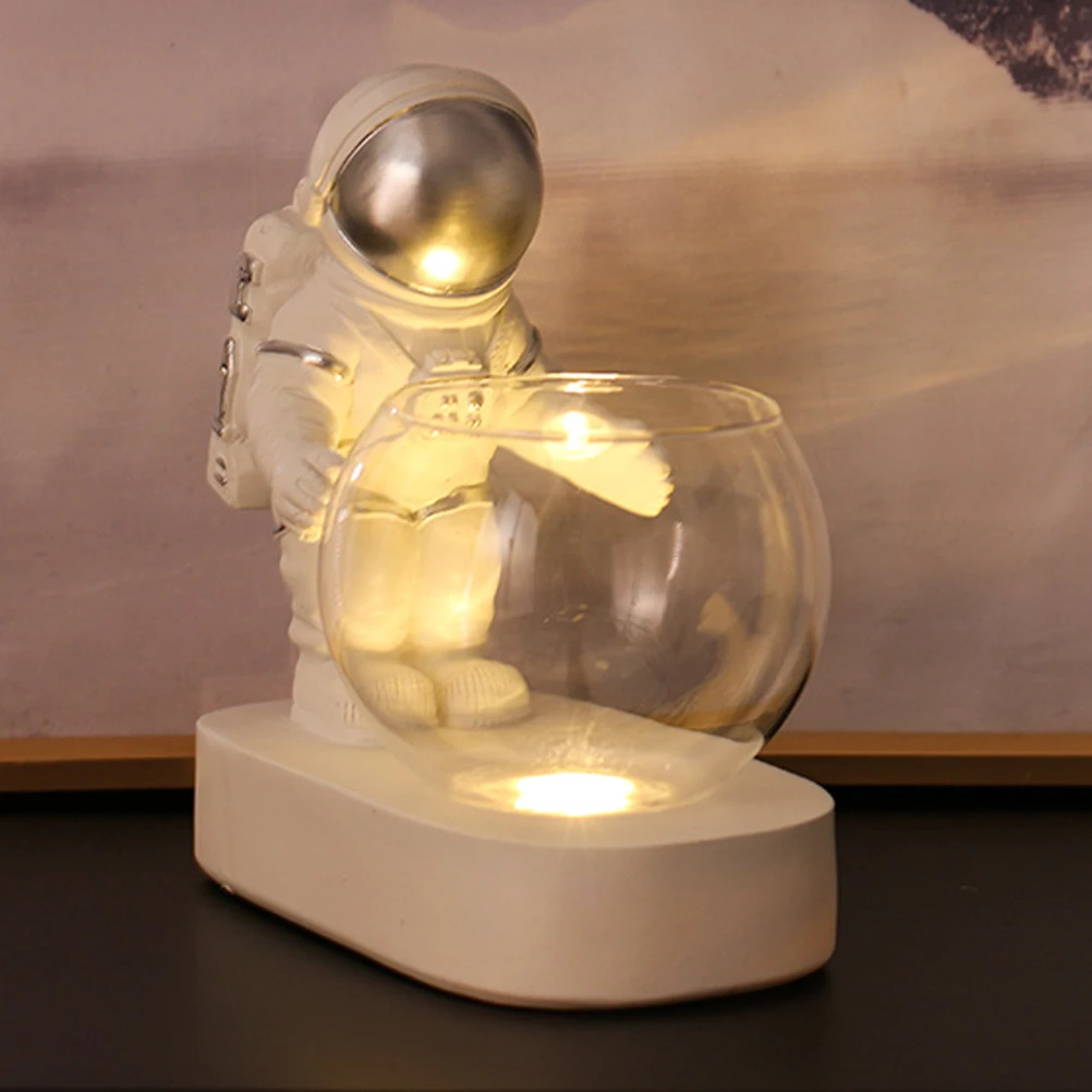 

3D Resin Astronaut Lamp Glass Vase Hydroponic Water Plant Container Home Decor Lighted Flower Pot Succulents Planter Air Planter